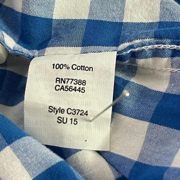 J Crew Factory Cotton Blue and White Check Button Down shirt XS - Picture 9 of 9